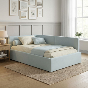 Кровать Kapri велюр мята пастель С П/М 1200x2000, ортопедическое основание, изголовье мягкое