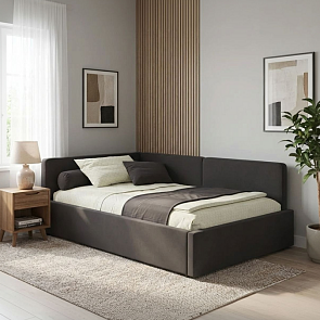 Кровать Kapri велюр шоколад С П/М 1200x2000, ортопедическое основание, изголовье мягкое