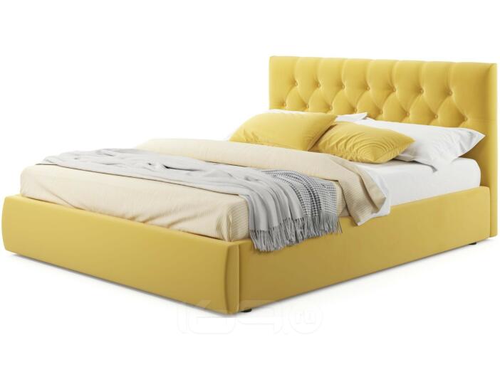 Мягкая кровать Verona 1600 желтая с подъемным механизмом