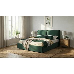 Кровать Vita велюр изумруд с подъемным механизмом 1400x2000, ортопедическое основание, изголовье мягкое