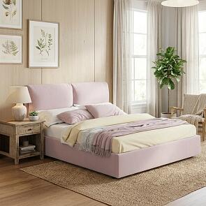 Кровать Vita велюр лиловый с подъемным механизмом 1400x2000, ортопедическое основание, изголовье мягкое