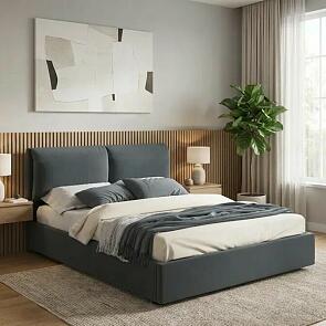 Кровать Vita велюр маренго с подъемным механизмом 1400x2000, ортопедическое основание, изголовье мягкое