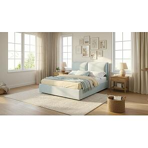 Кровать Vita велюр мята пастель без подъёмного механизма 1400x2000, изголовье мягкое
