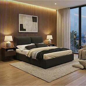 Кровать Vita велюр шоколад без П/М 1400x2000, изголовье мягкое