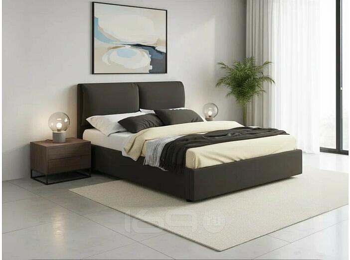 Кровать Vita велюр шоколад С П/М 1400x2000, изголовье мягкое