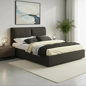 Кровать Vita велюр шоколад С П/М 1400x2000, изголовье мягкое