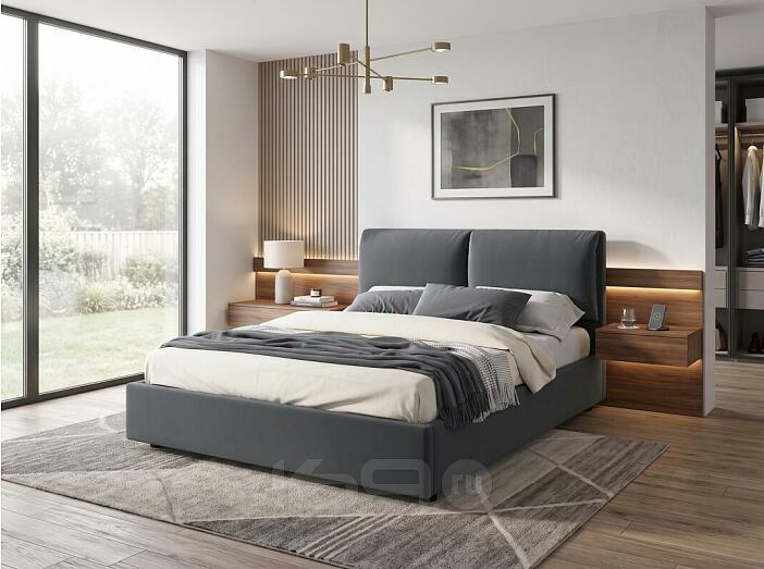 Кровать Vita велюр маренго без П/М 1800x2000, ортопедическое основание, изголовье мягкое