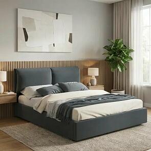 Кровать Vita велюр маренго с подъемным механизмом 1800x2000, ортопедическое основание, изголовье мягкое