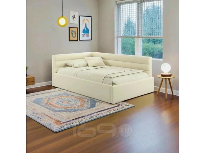 Мягкая кровать Aura 1200 бежевая с подъемным механизмом