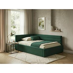 Кровать Aura велюр изумруд С П/М 1200x2000, изголовье мягкое
