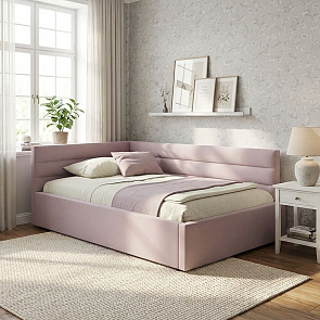 Кровать Aura велюр лиловый С П/М 1200x2000, ортопедическое основание, изголовье мягкое