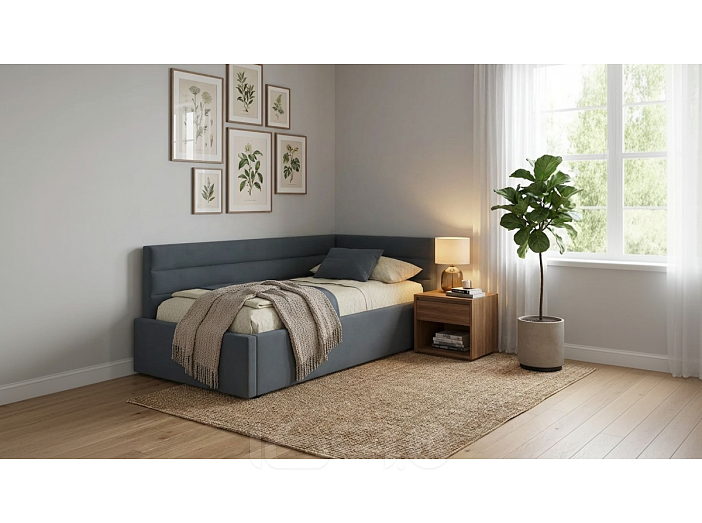 Кровать Aura велюр маренго С П/М 1200x2000, ортопедическое основание, изголовье мягкое