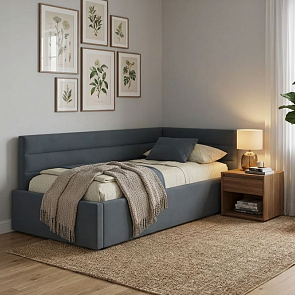 Кровать Aura велюр маренго С П/М 1200x2000, ортопедическое основание, изголовье мягкое