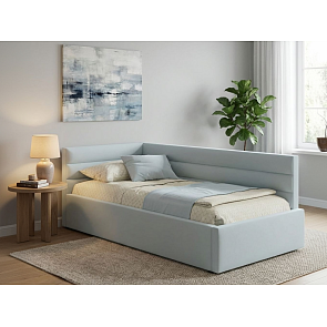 Кровать Aura велюр мята пастель С П/М 1200x2000, ортопедическое основание, изголовье мягкое