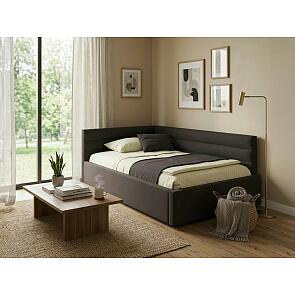 Кровать Aura велюр шоколад С П/М 1200x2000, изголовье мягкое