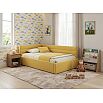 Кровать Aura велюр желтый с подъемным механизмом 1200x2000, ортопедическое основание, изголовье мягкое