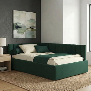 Кровать Milena велюр изумруд без подъёмного механизма 1200x2000, изголовье мягкое