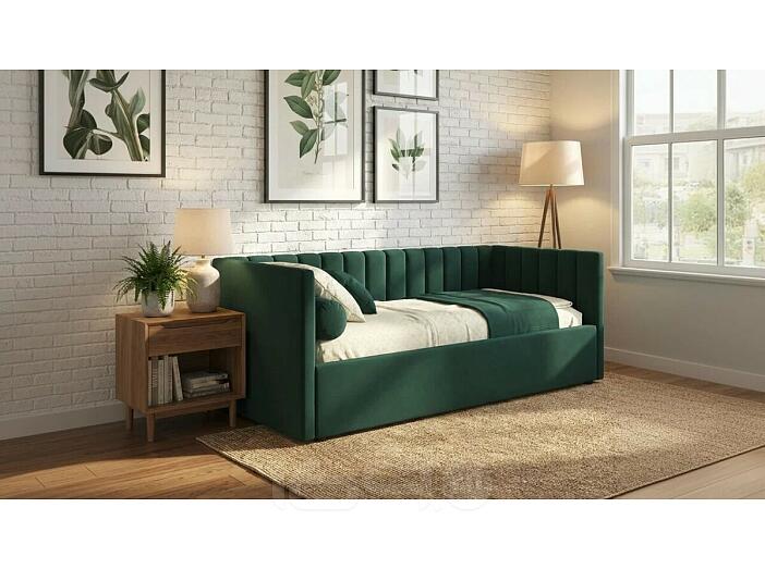 Кровать Milena велюр изумруд без П/М 1200x2000, изголовье мягкое