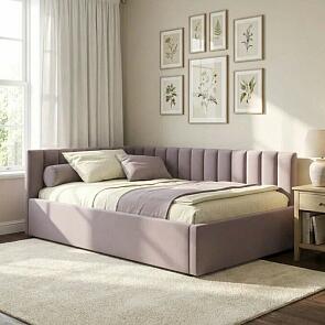 Кровать Milena велюр лиловый без подъёмного механизма 1200x2000, изголовье мягкое