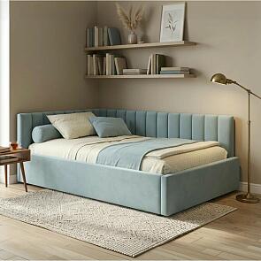 Кровать Milena велюр мята пастель без П/М 1200x2000, изголовье мягкое