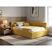 Кровать Milena велюр желтый без подъёмного механизма 1200x2000, изголовье мягкое