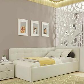 Мягкая кровать-тахта Bonna 1200 бежевая c ортопедическим основанием
