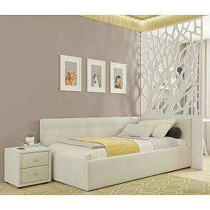 Мягкая кровать-тахта Bonna 1200 бежевая c ортопедическим основанием