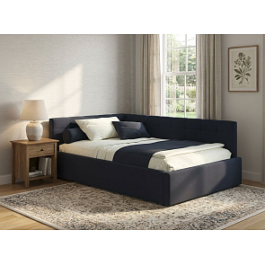 Кровать Bonna велюр черный без П/М 1200x2000, ортопедическое основание, изголовье мягкое
