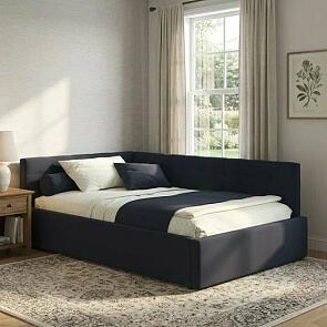 Кровать Bonna велюр черный с подъемным механизмом 1200x2000, ортопедическое основание, изголовье мягкое