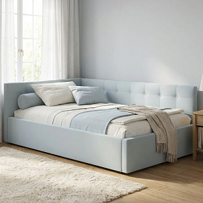 Кровать Bonna велюр мята пастель С П/М 1200x2000, ортопедическое основание, изголовье мягкое