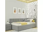 Кровать Bonna велюр серый без П/М 120x200, изголовье мягкое