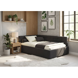 Кровать Bonna велюр шоколад С П/М 1200x2000, ортопедическое основание, изголовье мягкое