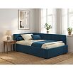 Кровать Bonna велюр синий без подъёмного механизма 1200x2000, изголовье мягкое