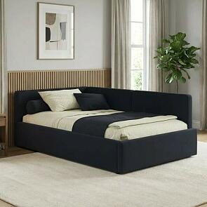 Кровать Kapri велюр черный с подъемным механизмом 1200x2000, ортопедическое основание, изголовье мягкое