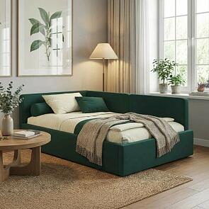 Кровать Kapri велюр изумруд с подъемным механизмом 1200x2000, ортопедическое основание, изголовье мягкое