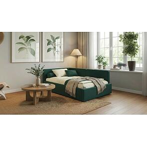 Кровать Kapri велюр изумруд с подъемным механизмом 1200x2000, ортопедическое основание, изголовье мягкое