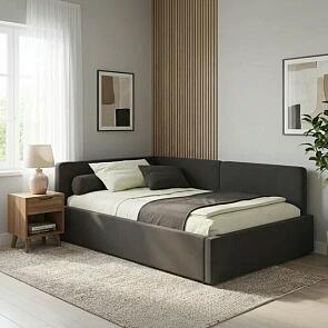 Кровать Kapri велюр шоколад с подъемным механизмом 1200x2000, ортопедическое основание, изголовье мягкое