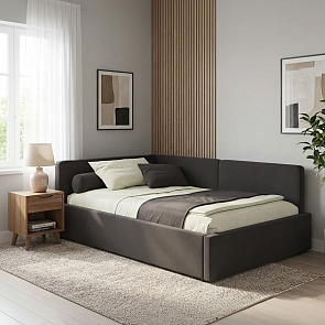 Кровать Kapri велюр шоколад С П/М 1200x2000, ортопедическое основание, изголовье мягкое