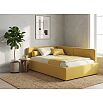 Кровать Kapri велюр желтый с подъемным механизмом 1200x2000, ортопедическое основание, изголовье мягкое