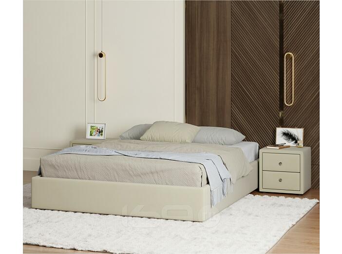 Кровать Base с матрасом велюр бежевый С П/М 1600x2000, ортопедическое основание, без изголовья