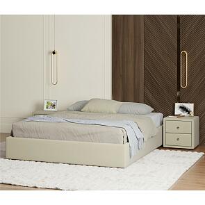 Кровать Base с матрасом велюр бежевый С П/М 1600x2000, ортопедическое основание, без изголовья