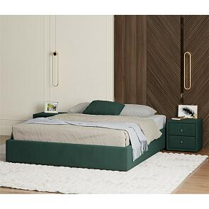 Кровать Base с матрасом велюр изумруд С П/М 1600x2000, ортопедическое основание, без изголовья