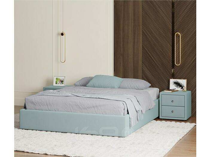 Кровать Base с матрасом велюр мята пастель без П/М 1600x2000, без изголовья