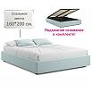 Кровать Base с матрасом велюр мята пастель С П/М 1600x2000, ортопедическое основание, без изголовья