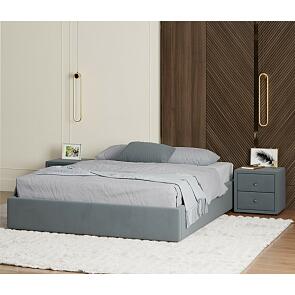 Кровать Base с матрасом велюр серая С П/М 1600x2000, ортопедическое основание, без изголовья