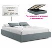 Кровать Base с матрасом велюр серая С П/М 1600x2000, ортопедическое основание, без изголовья