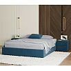 Кровать Base с матрасом велюр синий С П/М 1600x2000, ортопедическое основание, без изголовья