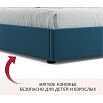 Кровать Base с матрасом велюр синий С П/М 1600x2000, ортопедическое основание, без изголовья