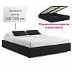 Кровать Base с матрасом велюр черный С П/М 1600x2000, ортопедическое основание, без изголовья