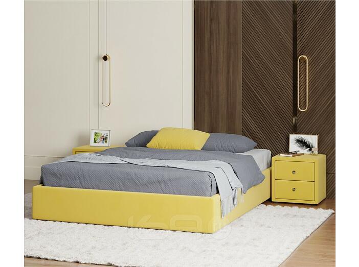 Кровать Base с матрасом велюр желтый без П/М 1600x2000, без изголовья